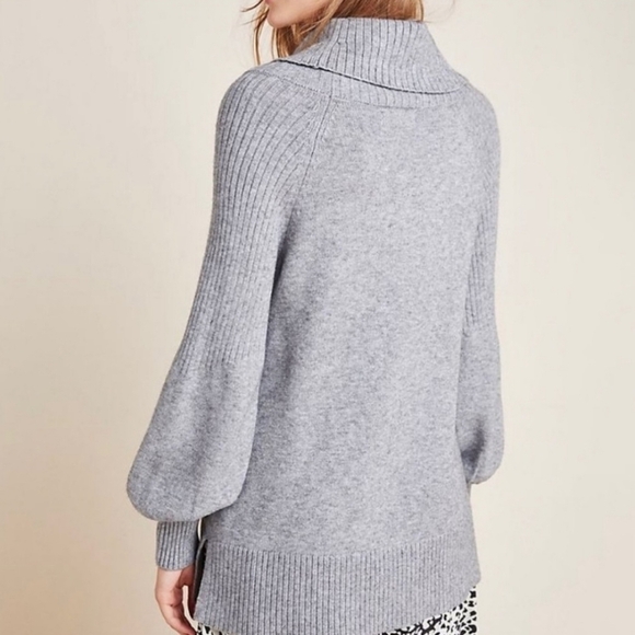 Anthropologie Paloma Womens Grey Ballon slv Knit Cowl neck Sweater sz M - Picture 2 of 10